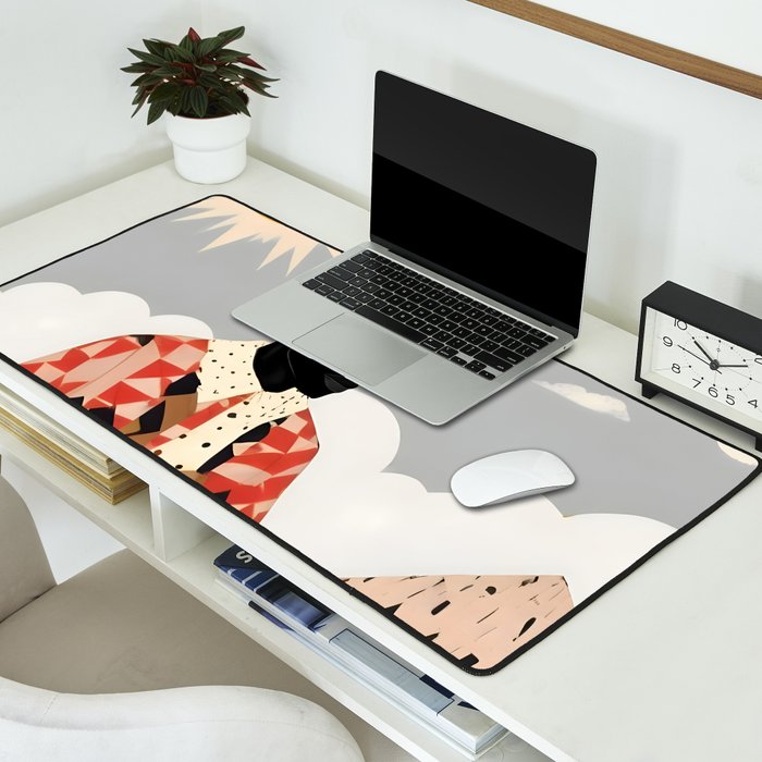 Virat Roop, Unimaginable Power God Divine Collage, Outdoors Adventure Travel Mountains, Nature Landscape Black Person Cycling Graphic Desk Mat Gallery Image 2