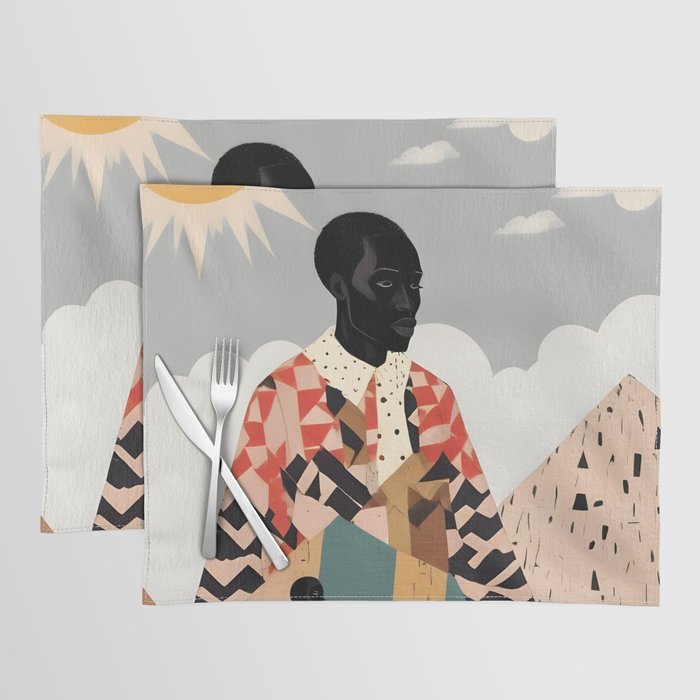 Virat Roop, Unimaginable Power God Divine Collage, Outdoors Adventure Travel Mountains, Nature Landscape Black Person Cycling Graphic Placemat Gallery Image 1