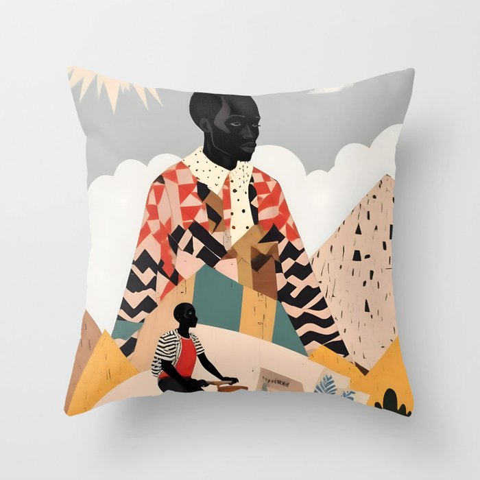 Virat Roop, Unimaginable Power God Divine Collage, Outdoors Adventure Travel Mountains, Nature Landscape Black Person Cycling Graphic Throw Pillow Gallery Image 1