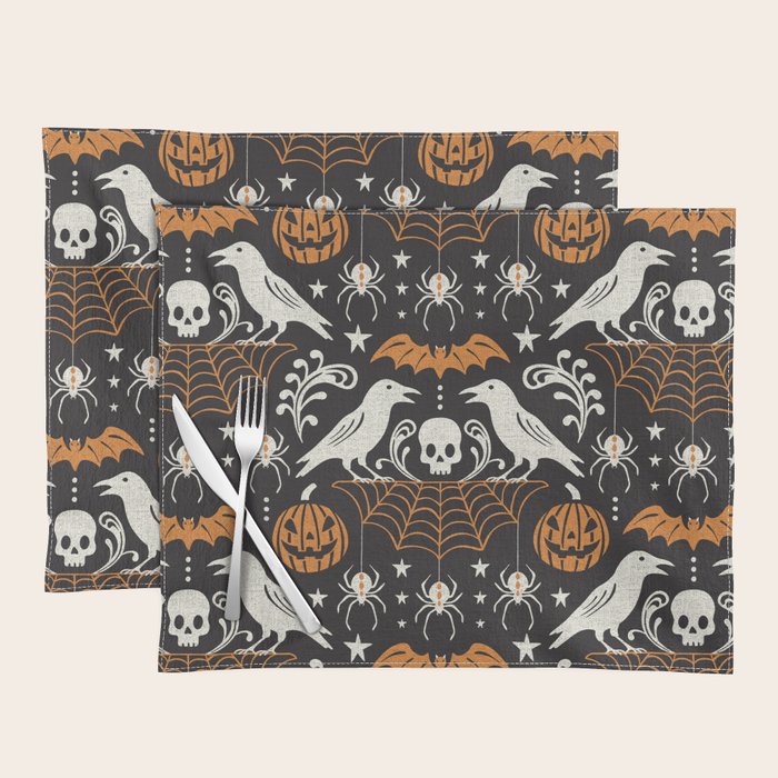 All Hallows' Eve - Black Orange Halloween Placemat Gallery Image 1