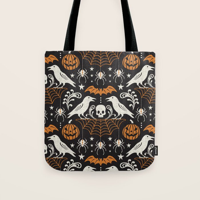 All Hallows' Eve - Black Orange Halloween Tote Bag Gallery Image 1