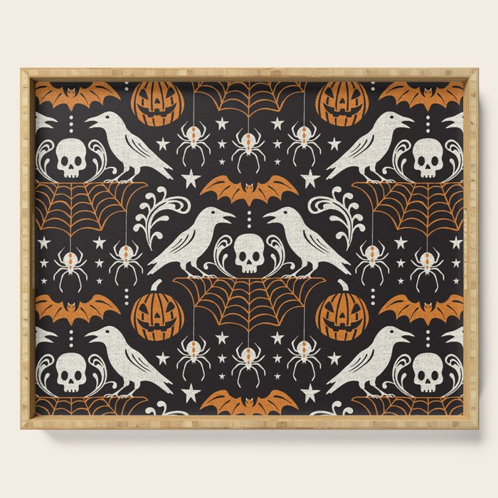 All Hallows' Eve - Black Orange Halloween Serving Tray Gallery Image 1