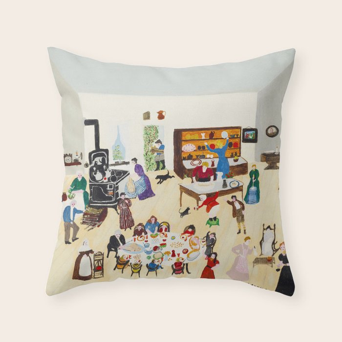 Anna Mary Robertson 'Grandma' Moses Thanksgiving American Folk Art Throw Pillow Gallery Image 6