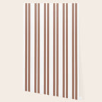 Classic Double Stripes Mocha Brown and White Vertical Stripe Pattern Wallpaper Gallery Image 2