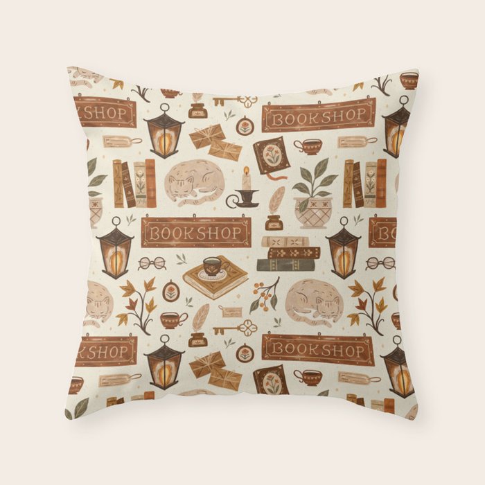 The Old Bookshop Throw Pillow Gallery Image 6