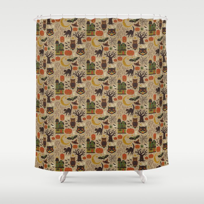 Vintage Halloween Shower Curtain Gallery Image 1