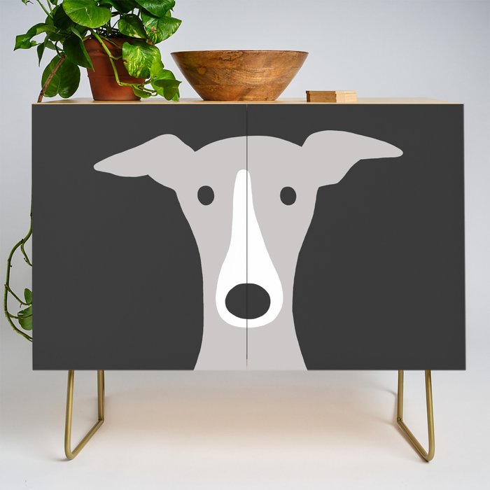 Cute Greyhound, Italian Greyhound or Whippet Cartoon Dog Credenza Gallery Image 1