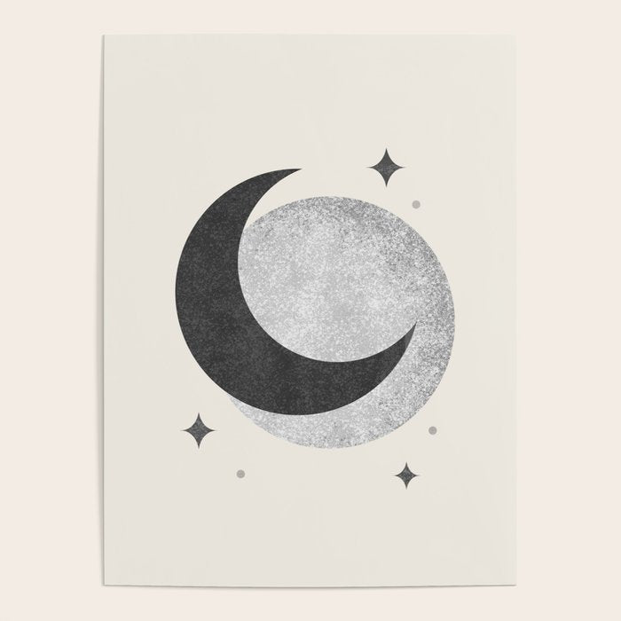 Moon Sparkle BW - Celestial Poster Gallery Image 4