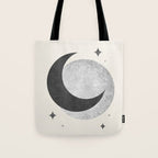 Moon Sparkle BW - Celestial Tote Bag Gallery Image 1