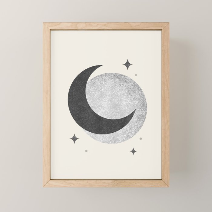 Moon Sparkle BW - Celestial Mini Art Print Gallery Image 1
