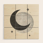 Moon Sparkle BW - Celestial Wood Wall Art Gallery Image 1