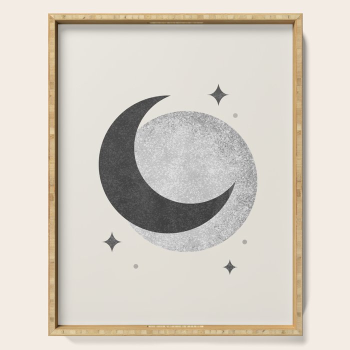 Moon Sparkle BW - Celestial Serving Tray Gallery Image 1