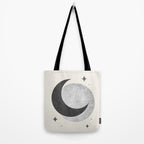 Moon Sparkle BW - Celestial Tote Bag Gallery Image 2