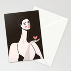Girl With Pink Heart Stationery Card Gallery Image 2