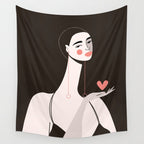 Girl With Pink Heart Wall Tapestry Gallery Image 4