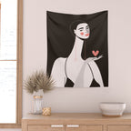 Girl With Pink Heart Wall Tapestry Gallery Image 2