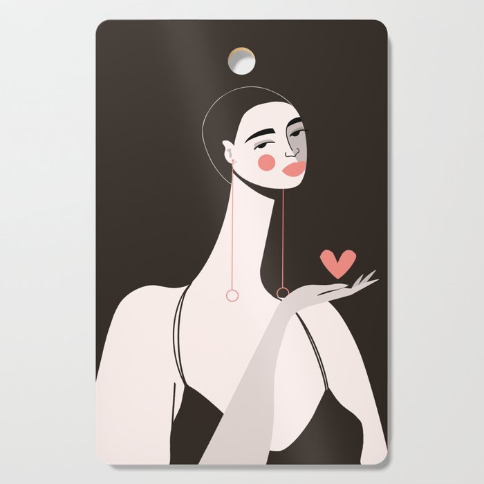 Girl With Pink Heart Cutting Board Gallery Image 1