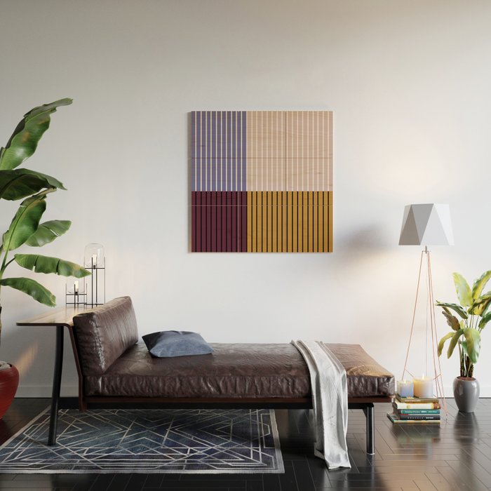 Color Block Line Abstract XX Wood Wall Art Gallery Image 2