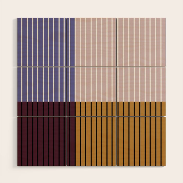 Color Block Line Abstract XX Wood Wall Art Gallery Image 1