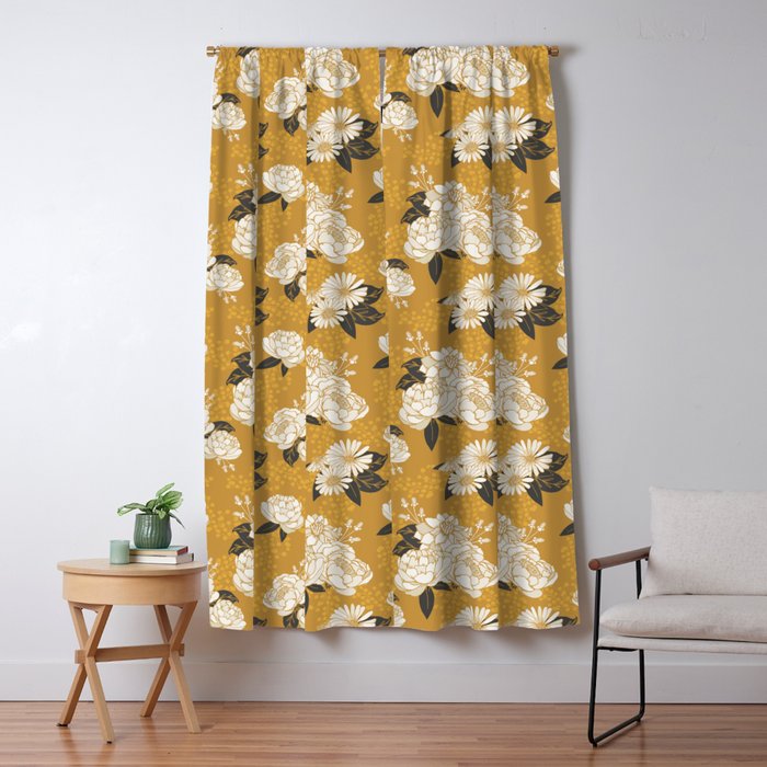 Glam Florals - Gold Window Curtain Gallery Image 1