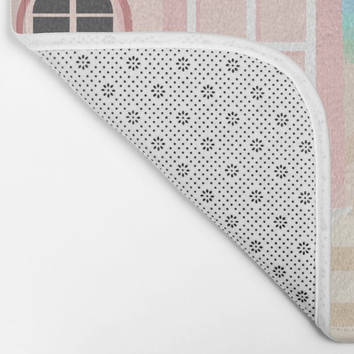 Retro Meditarranean coloful houses seascape Bath Mat Gallery Image 2
