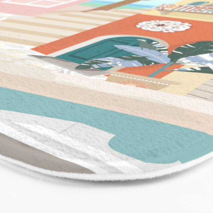 Retro Meditarranean coloful houses seascape Bath Mat Gallery Image 3
