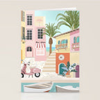 Retro Meditarranean coloful houses seascape Stationery Card Gallery Image 2