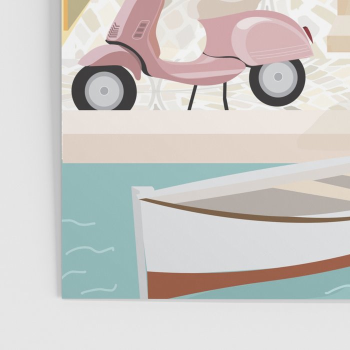 Retro Meditarranean coloful houses seascape Poster Gallery Image 3