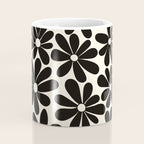 Retro Groovy Black & White Flowers Coffee Mug Gallery Image 4