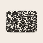 Retro Groovy Black & White Flowers Bath Mat Gallery Image 1