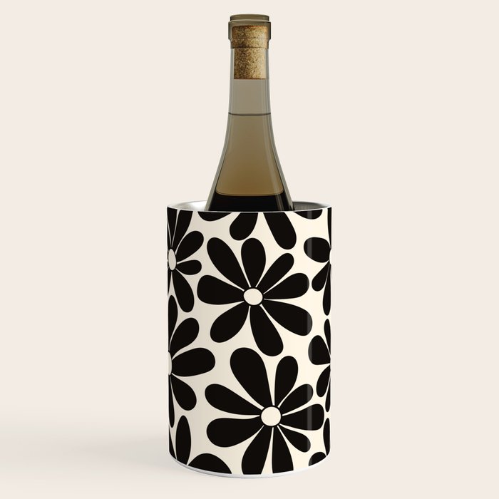 Retro Groovy Black & White Flowers Wine Chiller Gallery Image 1