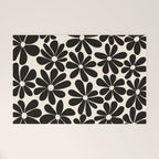 Retro Groovy Black & White Flowers Welcome Mat Gallery Image 1
