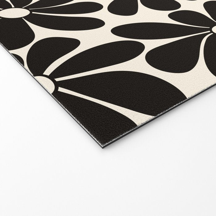 Retro Groovy Black & White Flowers Welcome Mat Gallery Image 2