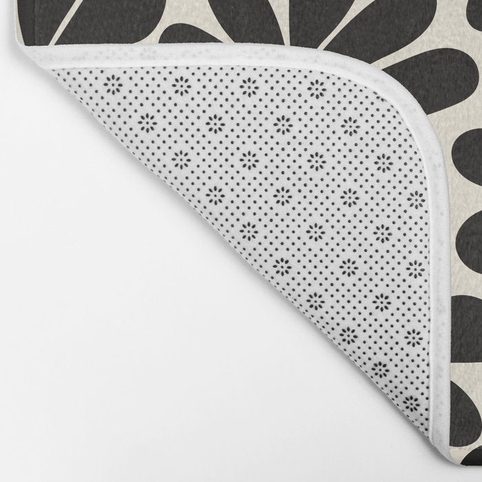 Retro Groovy Black & White Flowers Bath Mat Gallery Image 2