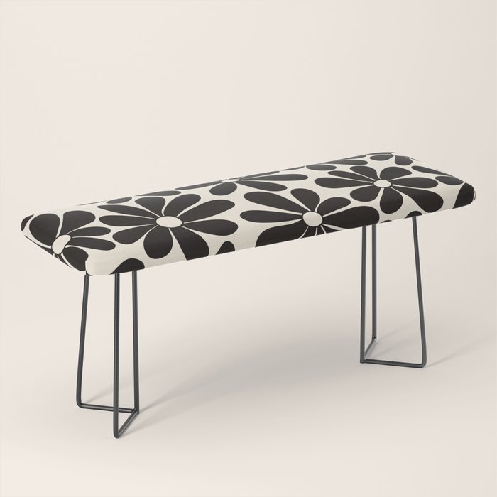 Retro Groovy Black & White Flowers Bench Gallery Image 1
