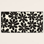 Retro Groovy Black & White Flowers Desk Mat Gallery Image 3