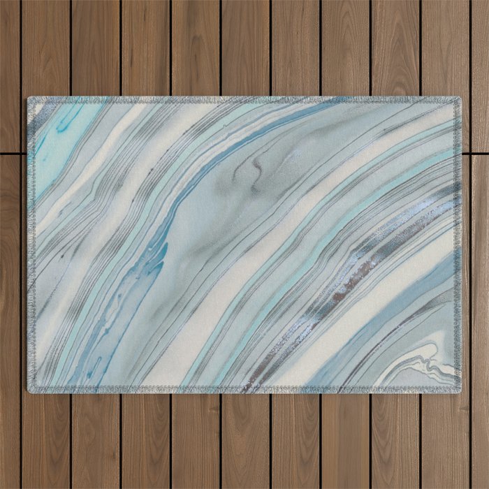 Soft Blue Aqua Marble Elegance Outdoor Rug Gallery Image 1