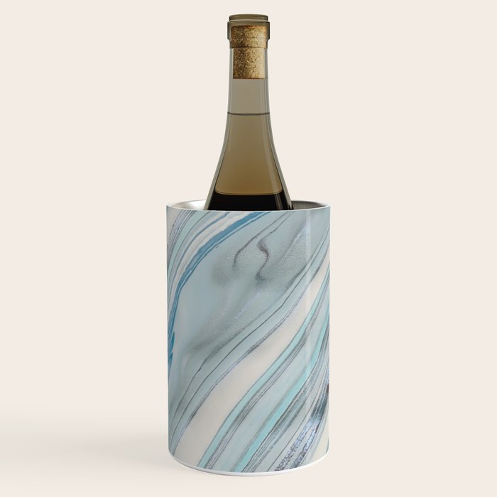 Soft Blue Aqua Marble Elegance Wine Chiller Gallery Image 1