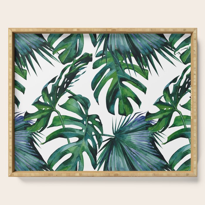Tropical Palm Leaves Classic Serving Tray Gallery Image 1