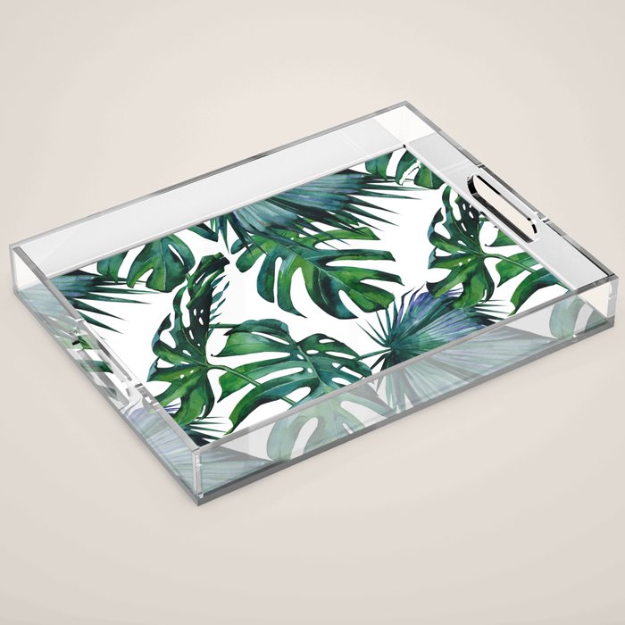 Tropical Palm Leaves Classic Acrylic Tray Gallery Image 1