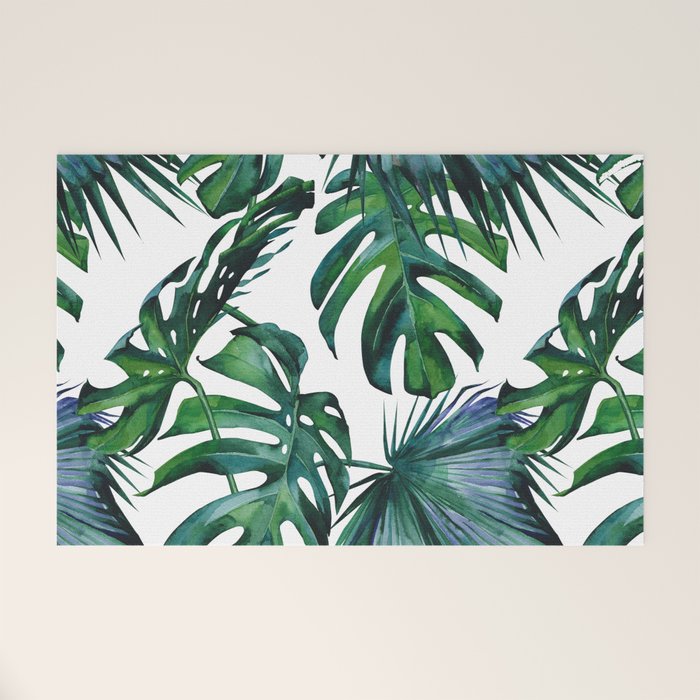 Tropical Palm Leaves Classic Welcome Mat Gallery Image 1