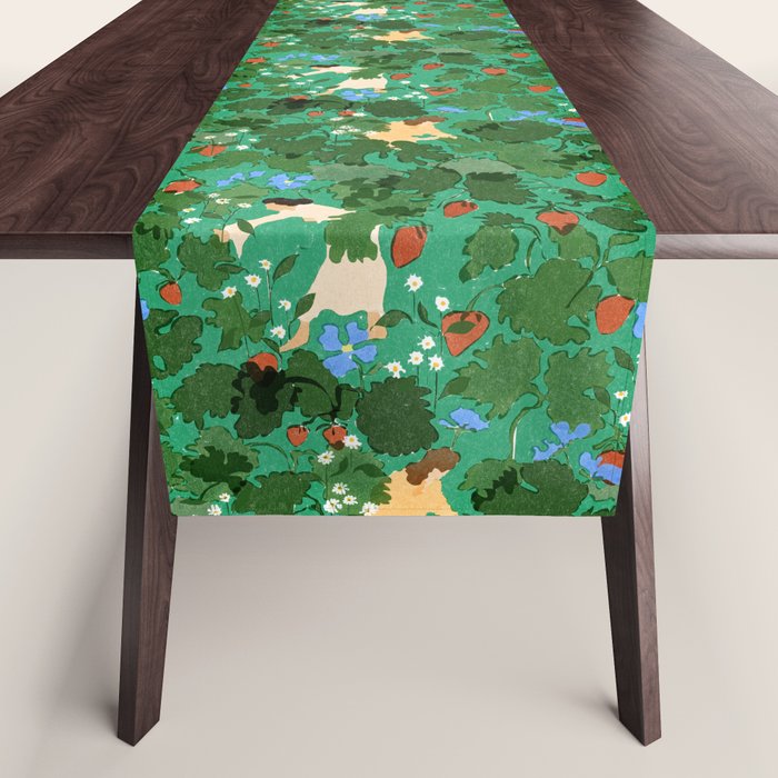 Picking up strawberries Table Runner Gallery Image 1