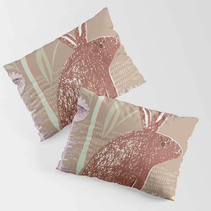 Block print brown bunny Pillow Sham Gallery Image 3