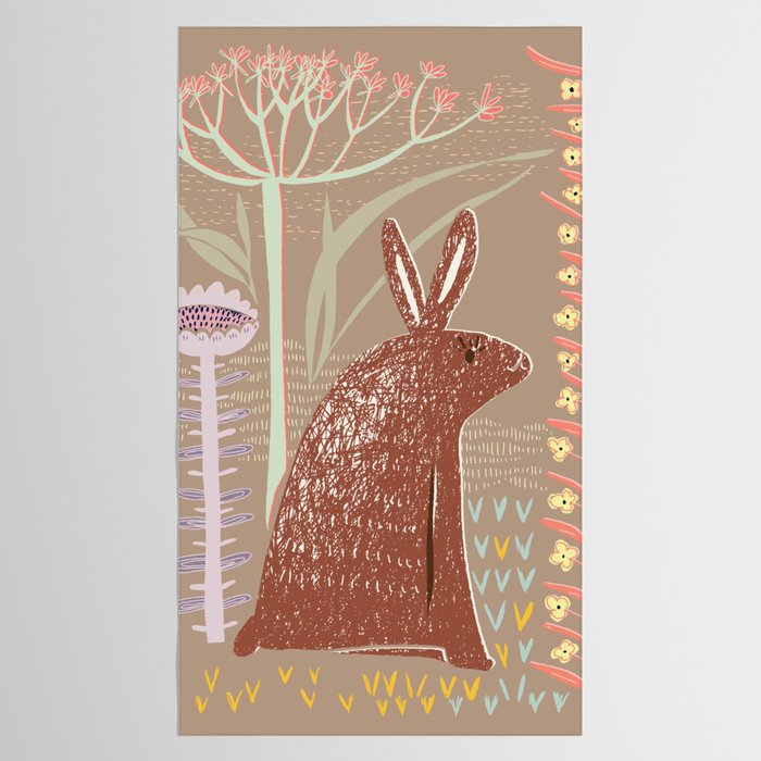 Block print brown bunny Tablecloth Gallery Image 2