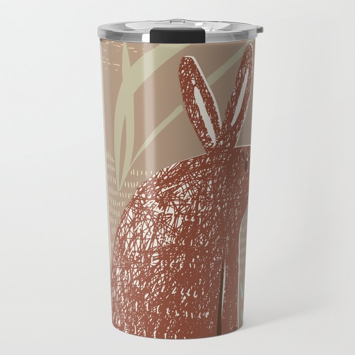 Block print brown bunny Travel Mug Gallery Image 1