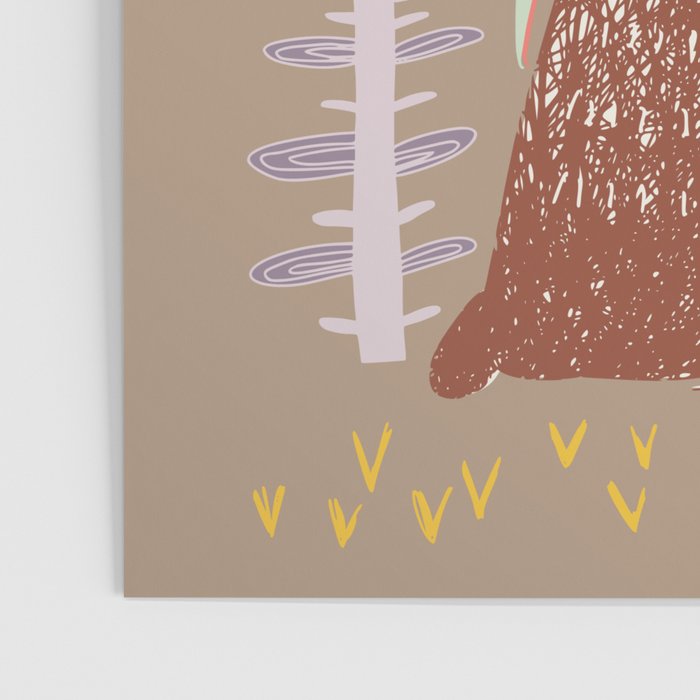 Block print brown bunny Poster Gallery Image 3