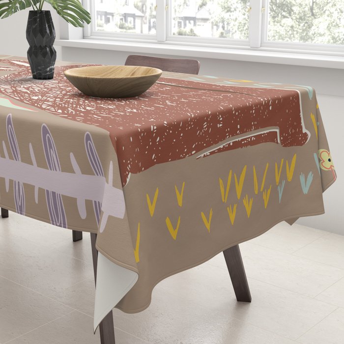 Block print brown bunny Tablecloth Gallery Image 3