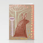 Block print brown bunny Stationery Card Gallery Image 2