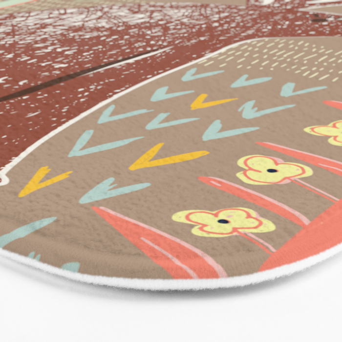 Block print brown bunny Bath Mat Gallery Image 3