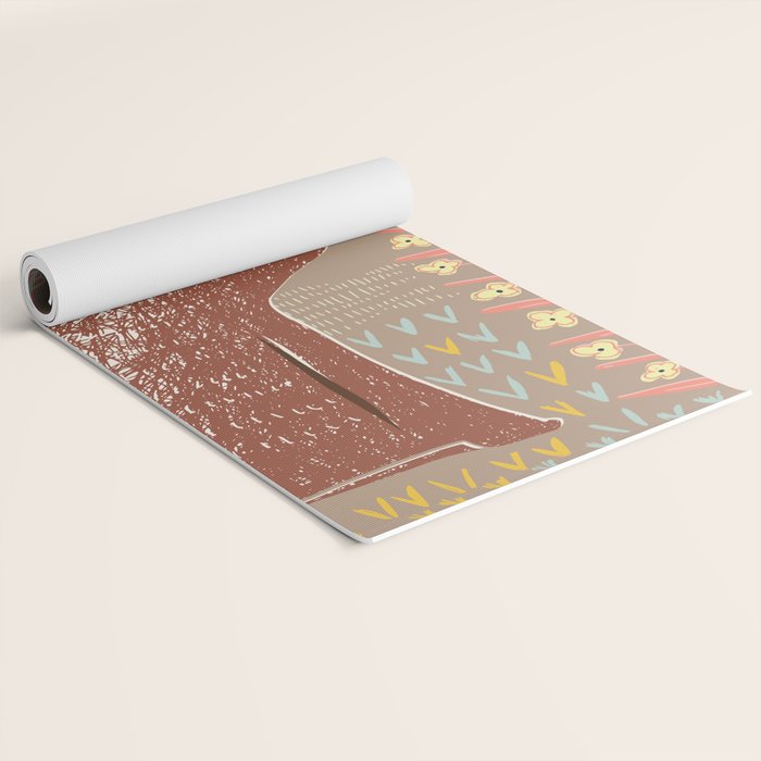 Block print brown bunny Yoga Mat Gallery Image 2